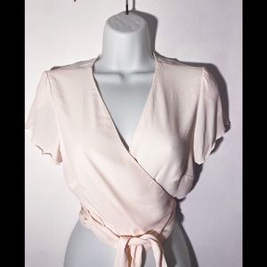 4/30 deal Pink crop wrap top
